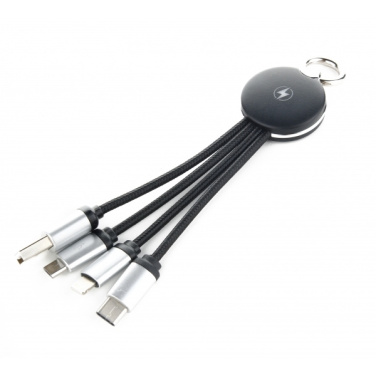Logo trade promotional merchandise image of: 3in1 cable with enlighted logo for engraving, RXD-368