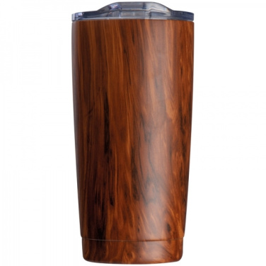 Logo trade promotional merchandise picture of: Stainless steel mug with wooden look COSTA RICA 550 ml