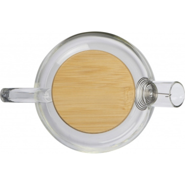 Logo trade advertising products image of: Glass jug with bamboo lid FRANKFURT 1000ml