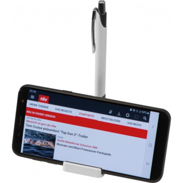 Logo trade promotional merchandise picture of: Mobile phone holder with metal ballpen REGINA