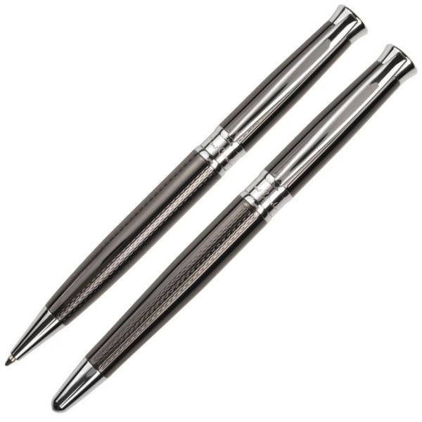 Logo trade advertising product photo of: Metal set of ballpoint pen and roller ROI