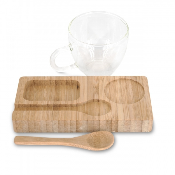 Logo trade promotional giveaways picture of: Tray with cup and spoon FORMOSA 150 ml