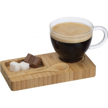Logo trade promotional merchandise image of: Tray with cup and spoon FORMOSA 150 ml