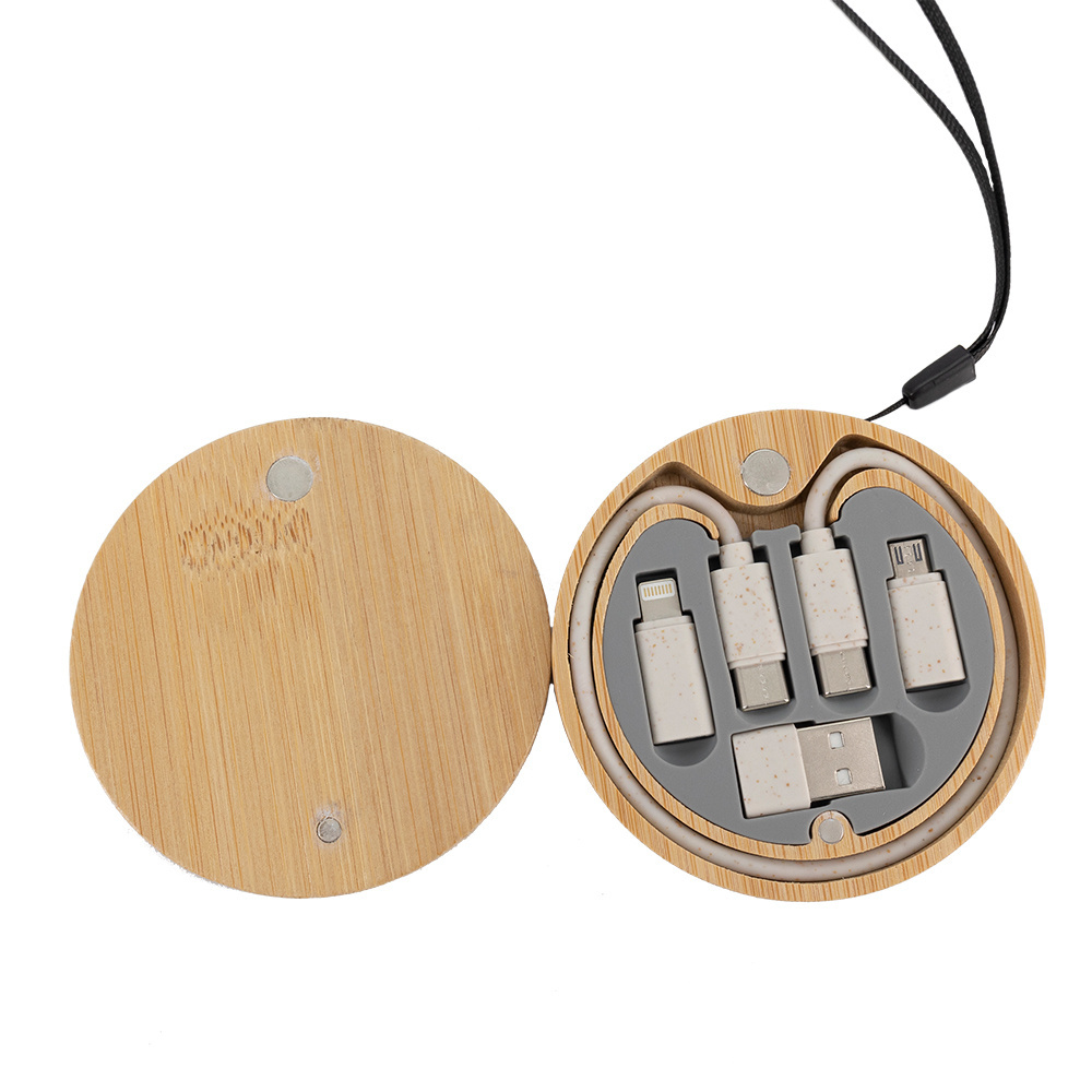 Logotrade promotional merchandise picture of: 4in1 cable in wooden case, LH-ZM01