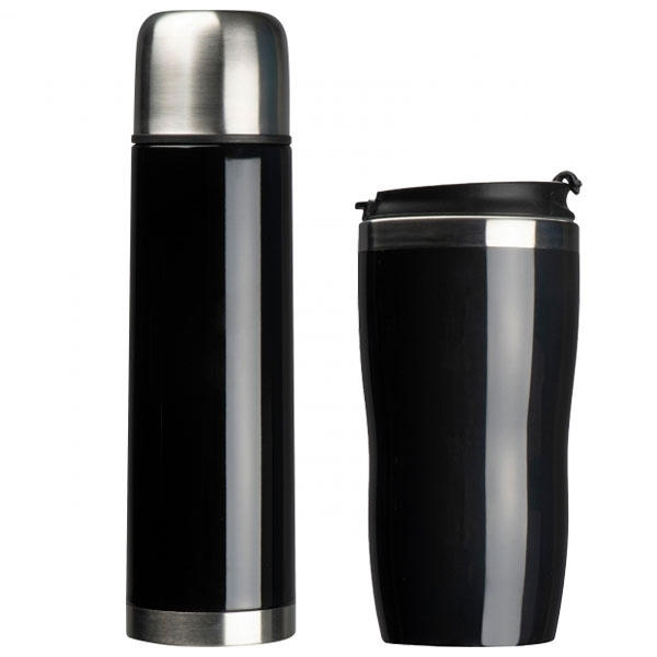 Logo trade promotional giveaways image of: Set of vacuum flask and drinking cup SPLIT 450 ml