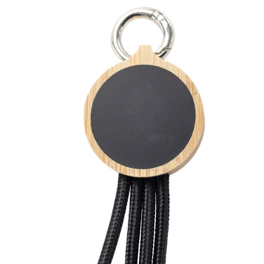 Logotrade corporate gift image of: 4-in-1 cable with elighted logo in a wooden casing, LH-ZMU05