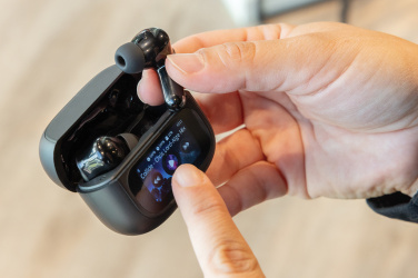 Logo trade promotional item photo of: Airtune RCS recycled plastic ANC earbuds with touch screen