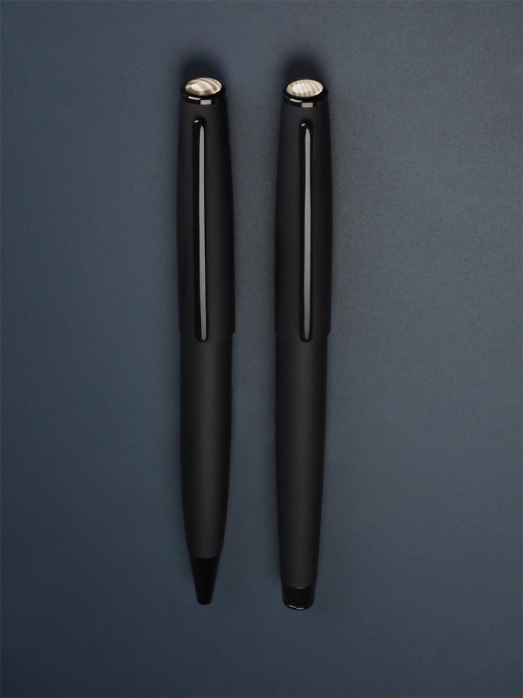 Logo trade promotional merchandise image of: Striped Flint Pen set 1284036