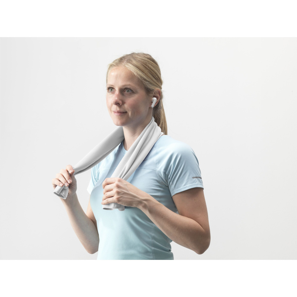 Logo trade corporate gifts image of: CoolDown RPET sports cooling towel