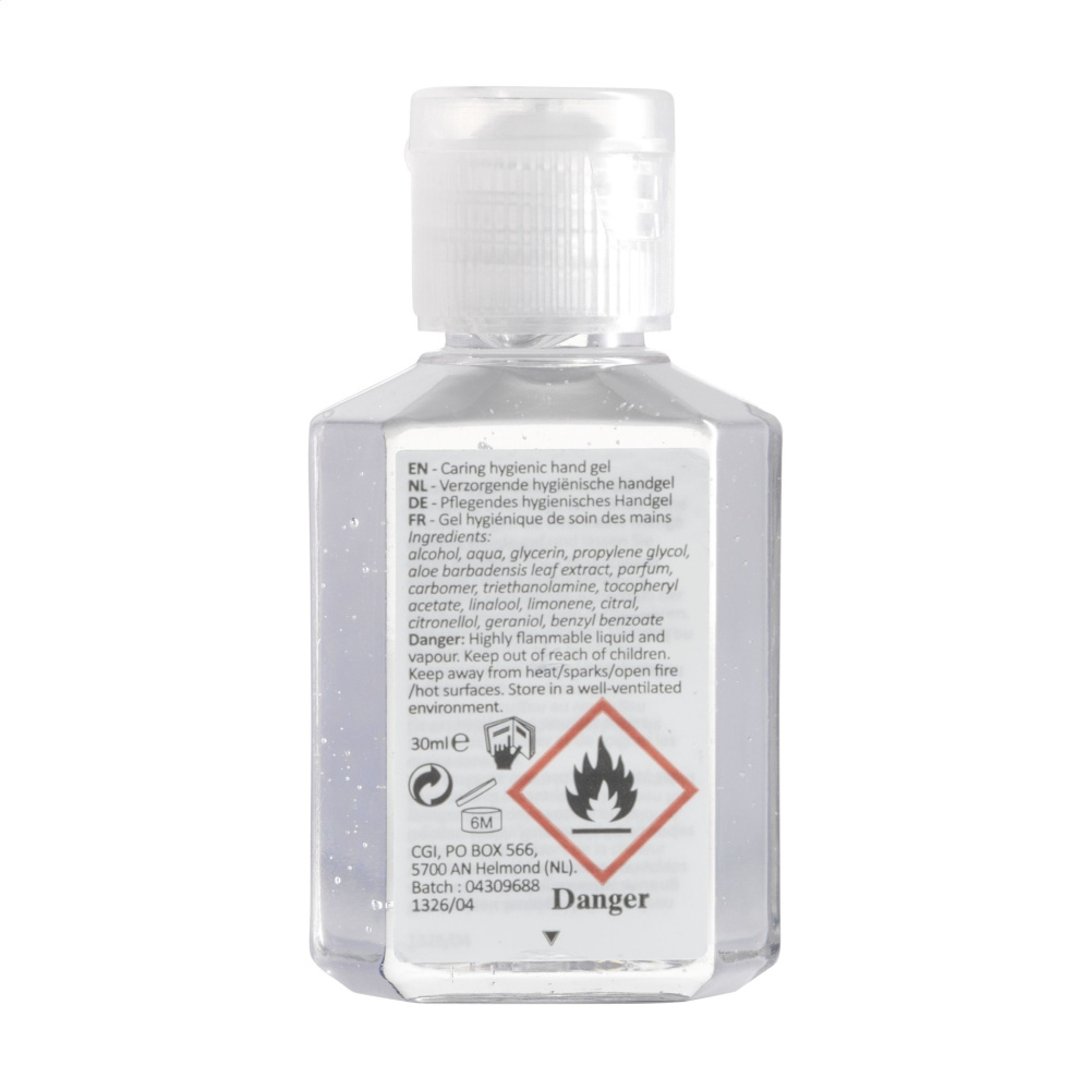 Logo trade promotional merchandise picture of: Caring Hygienic Hand Gel 30 ml