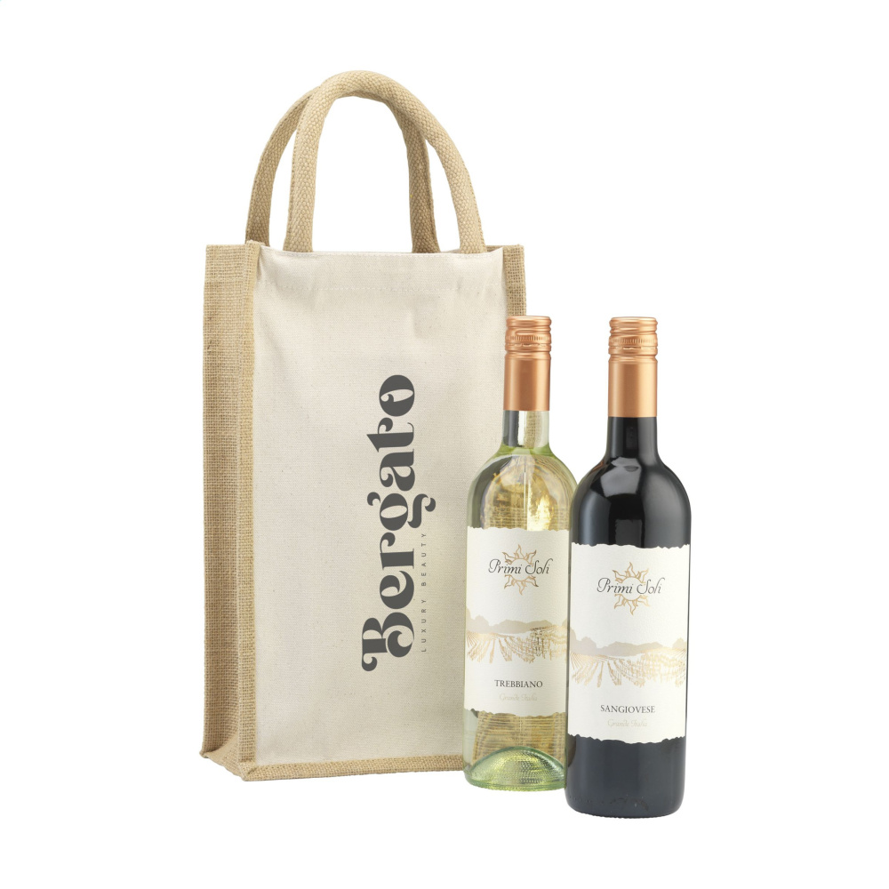 Logo trade promotional gift photo of: Jute Canvas Double Wine Bag