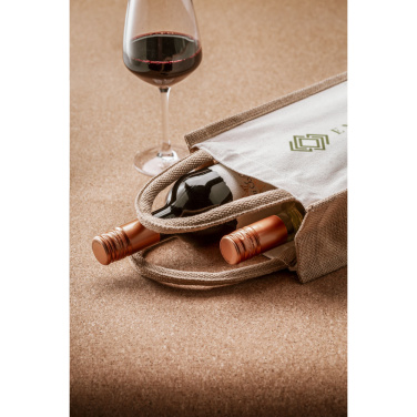 Logotrade promotional giveaway image of: Jute Canvas Double Wine Bag