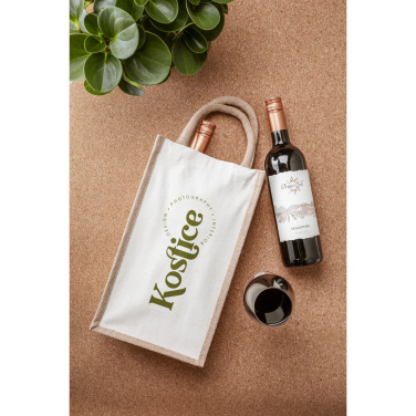 Logotrade business gift image of: Jute Canvas Double Wine Bag