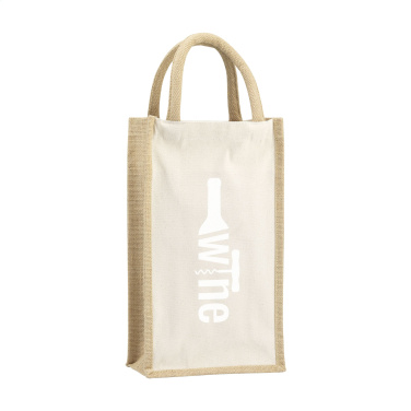 Logotrade promotional gift picture of: Jute Canvas Double Wine Bag