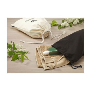 Logo trade promotional products image of: Gift Pouch Natural GRS Recycled Cotton (150 g/m²) L