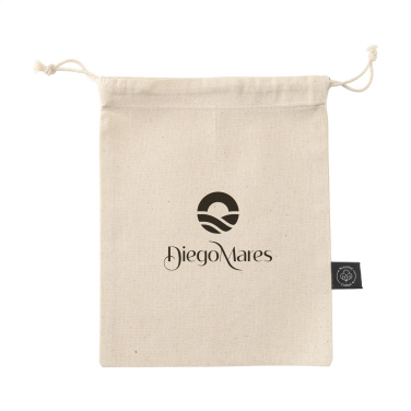Logo trade advertising products picture of: Gift Pouch Natural GRS Recycled Cotton (150 g/m²) S