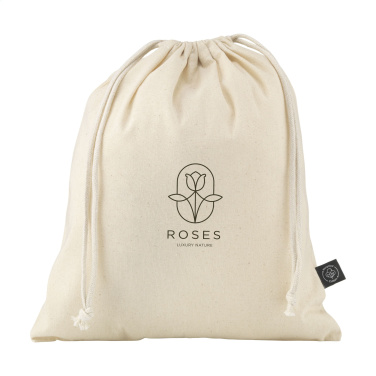 Logo trade promotional merchandise image of: Gift Pouch Natural GRS Recycled Cotton (150 g/m²) M