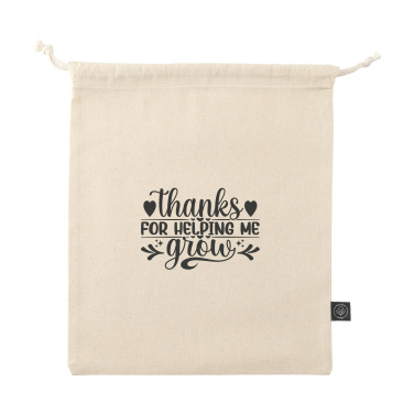 Logo trade promotional product photo of: Gift Pouch Natural GRS Recycled Cotton (150 g/m²) M