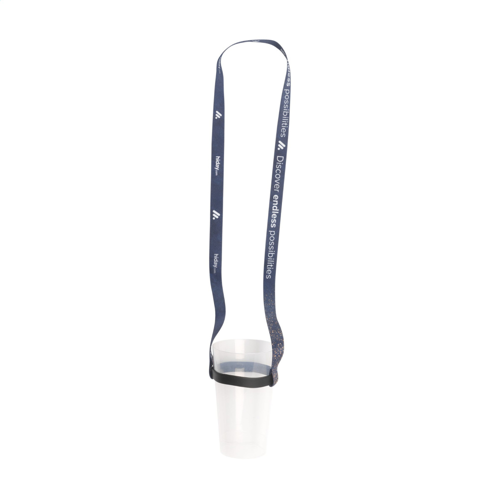 Logo trade advertising products image of: Lanyard Sublimation RPET 1.5 cm with Cup holder