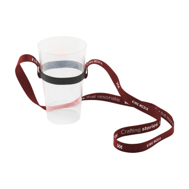 Logo trade promotional gifts picture of: Lanyard Sublimation RPET 1.5 cm with Cup holder
