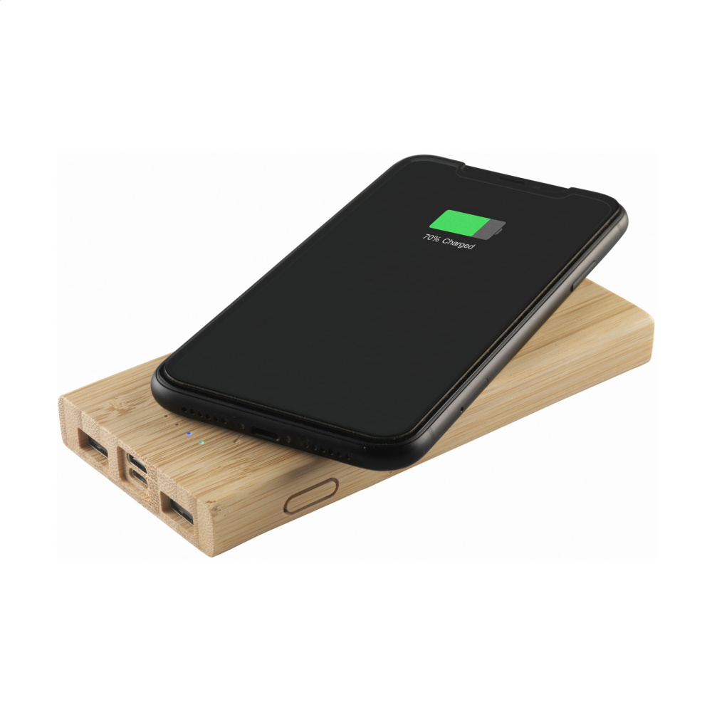 Logo trade business gift photo of: Bamboo 8000 Wireless Powerbank wireless charger