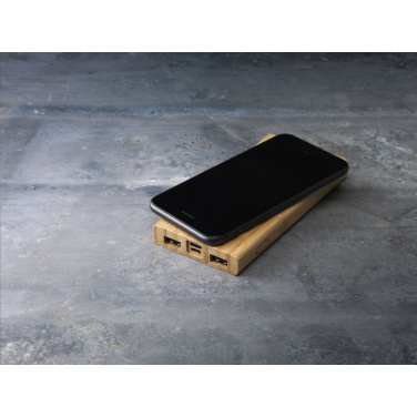 Logo trade advertising products image of: Bamboo 8000 Wireless Powerbank wireless charger