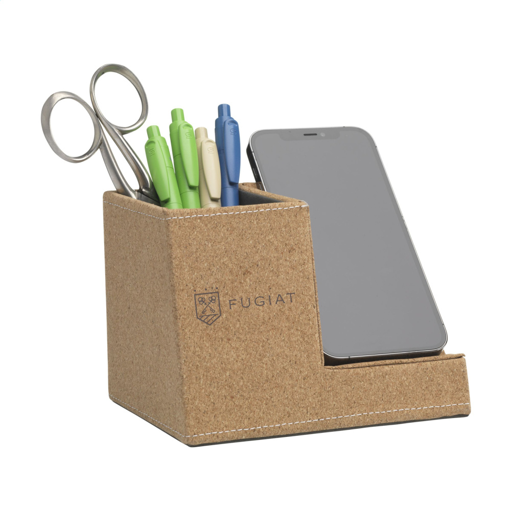 Logo trade promotional merchandise picture of: Ecork Pen Holder Wireless Charger