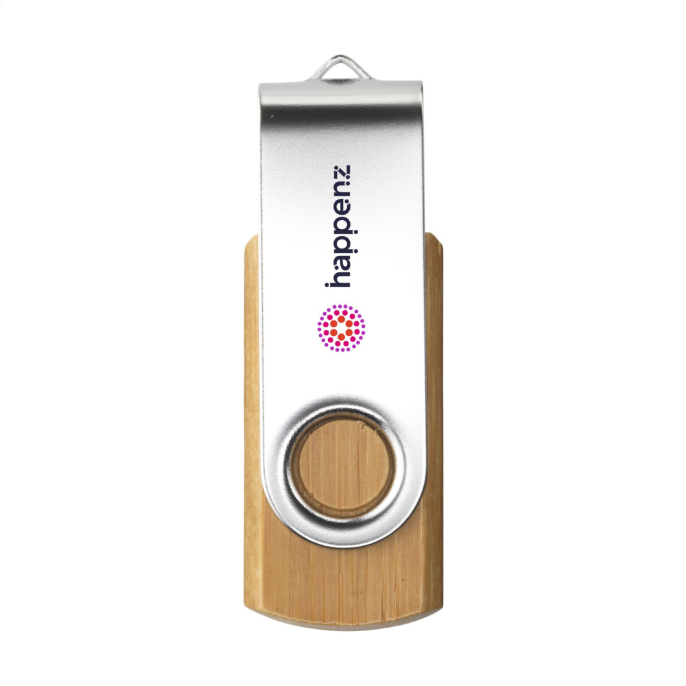 Logo trade business gifts image of: USB Twist Bamboo 8 GB