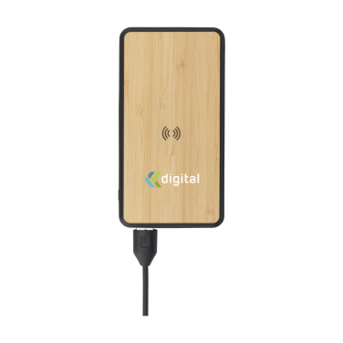Logotrade promotional item picture of: Boru Bamboo RCS Recycled ABS Powerbank Wireless Charger