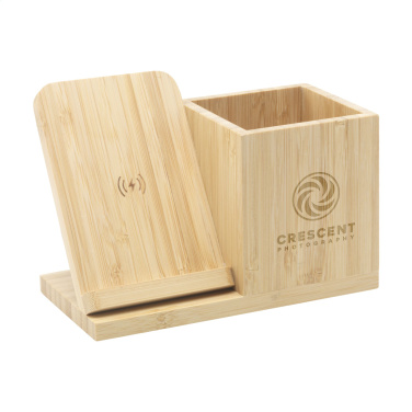 Logotrade promotional product image of: Bamboo Boss 15W charger/pen holder