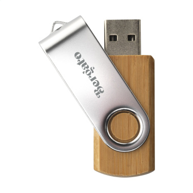 Logo trade corporate gifts image of: USB Twist Bamboo 16 GB