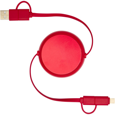 Logo trade promotional gift photo of: Alasia 5-in-1 100 cm recycled plastic and aluminium retractable data sync and 45W fast charge cable