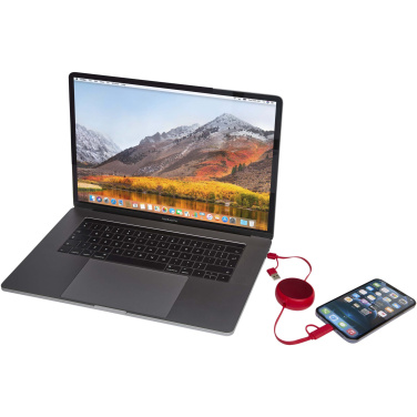 Logo trade promotional items image of: Alasia 5-in-1 100 cm recycled plastic and aluminium retractable data sync and 45W fast charge cable