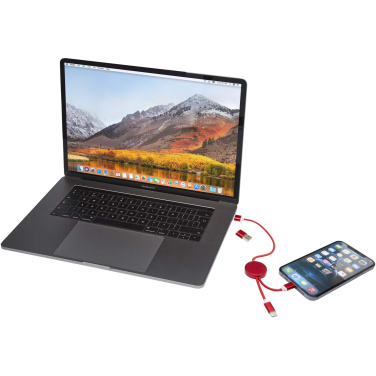 Logotrade promotional merchandise image of: Alasia 5-in-1 recycled aluminium and plastic 30 cm data sync and 27W fast charge cable