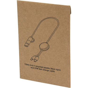 Logo trade promotional products picture of: Citala 5-in-1 recycled plastic 30 cm data sync and 27W fast charge cable