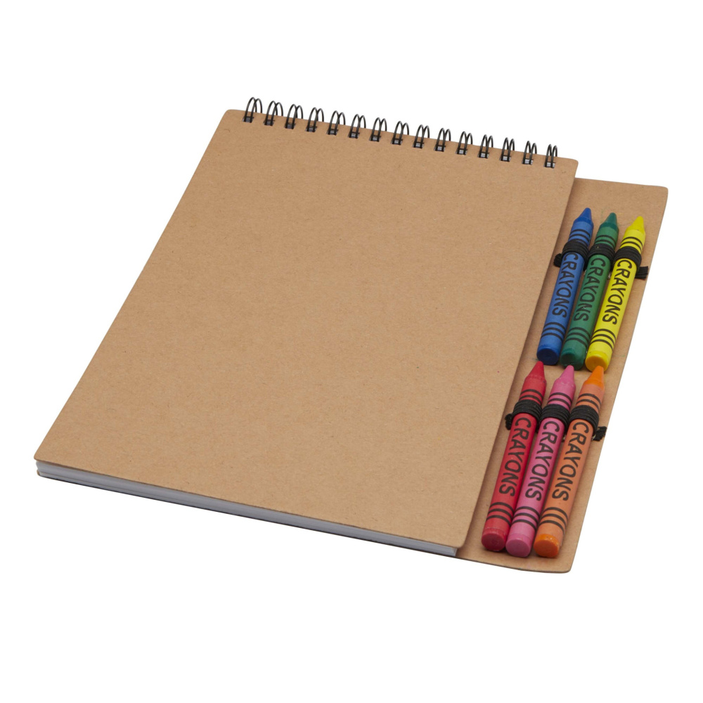 Logo trade promotional products image of: Doodle A5 spiral soft cover notebook and crayon set