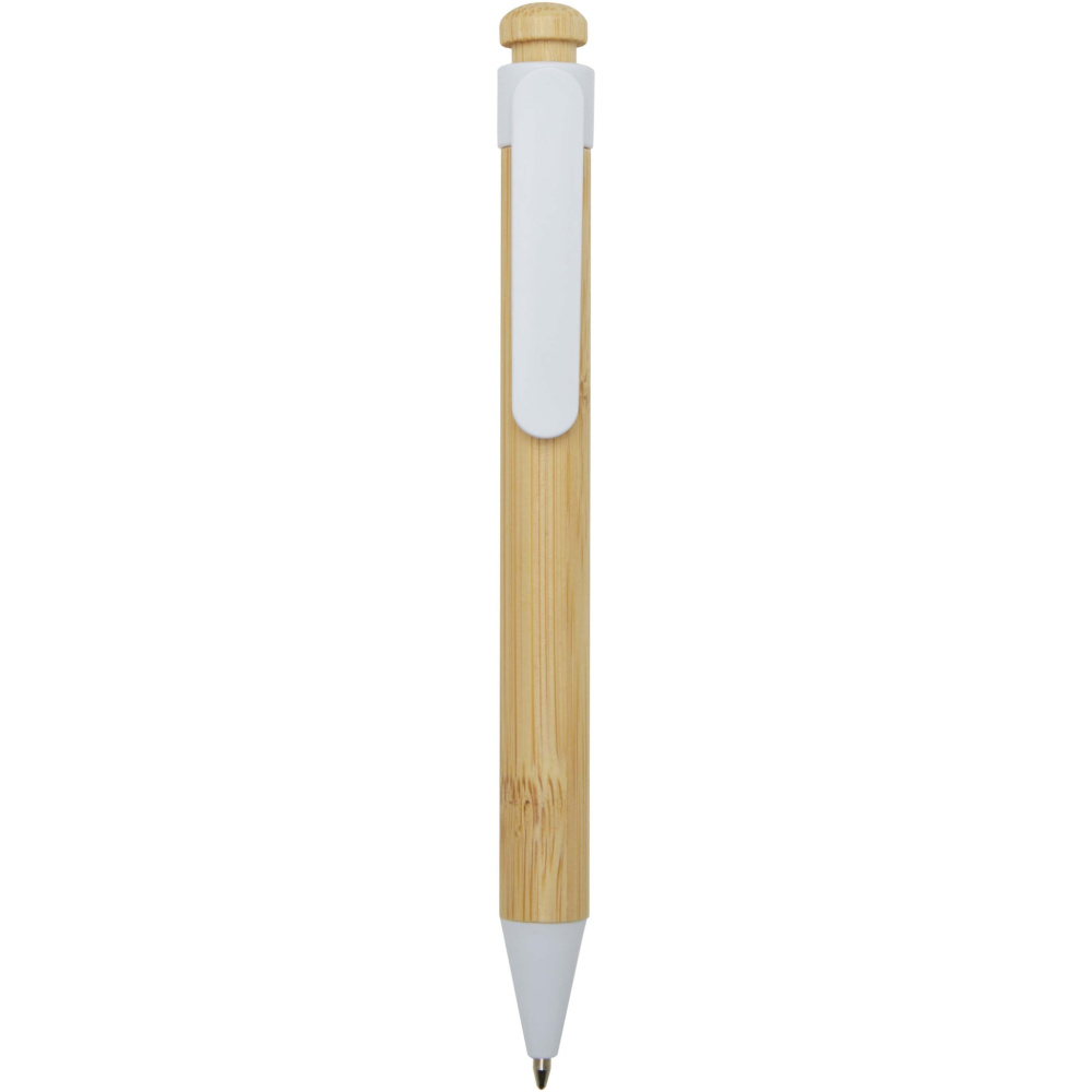 Logo trade corporate gift photo of: Rattan bamboo and recycled plastic ballpoint pen (black ink)