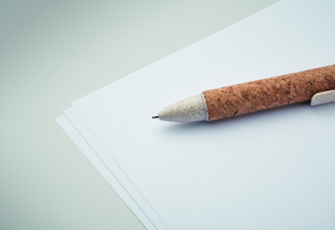 Logo trade promotional giveaways picture of: Cork 4-colour ink ball pen