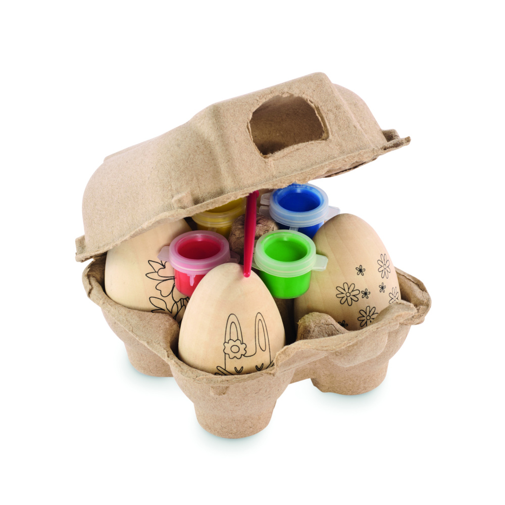 Logo trade promotional merchandise image of: Wooden eggs painting set
