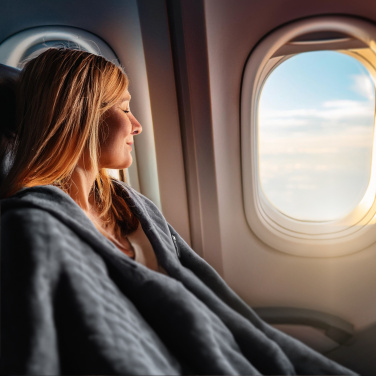 Logo trade promotional giveaways picture of: Blanket and pillow 2 in 1 AMIATA Schwarzwolf