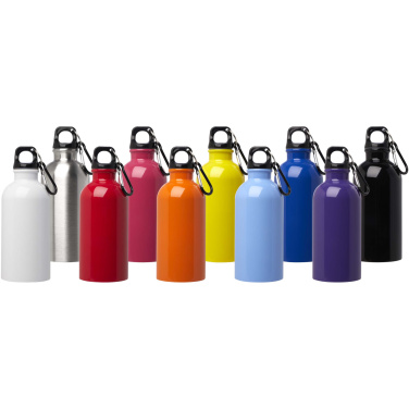 Logo trade promotional merchandise photo of: Oregon 400 ml RCS certified single wall stainless steel water bottle with carabiner