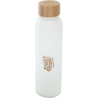 Logo trade promotional merchandise image of: Lume 500 ml matte soda lime glass bottle with bamboo lid
