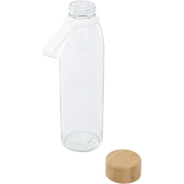 Logotrade promotional gift image of: Porto 500 ml glass water bottle with silicone handle and bamboo lid