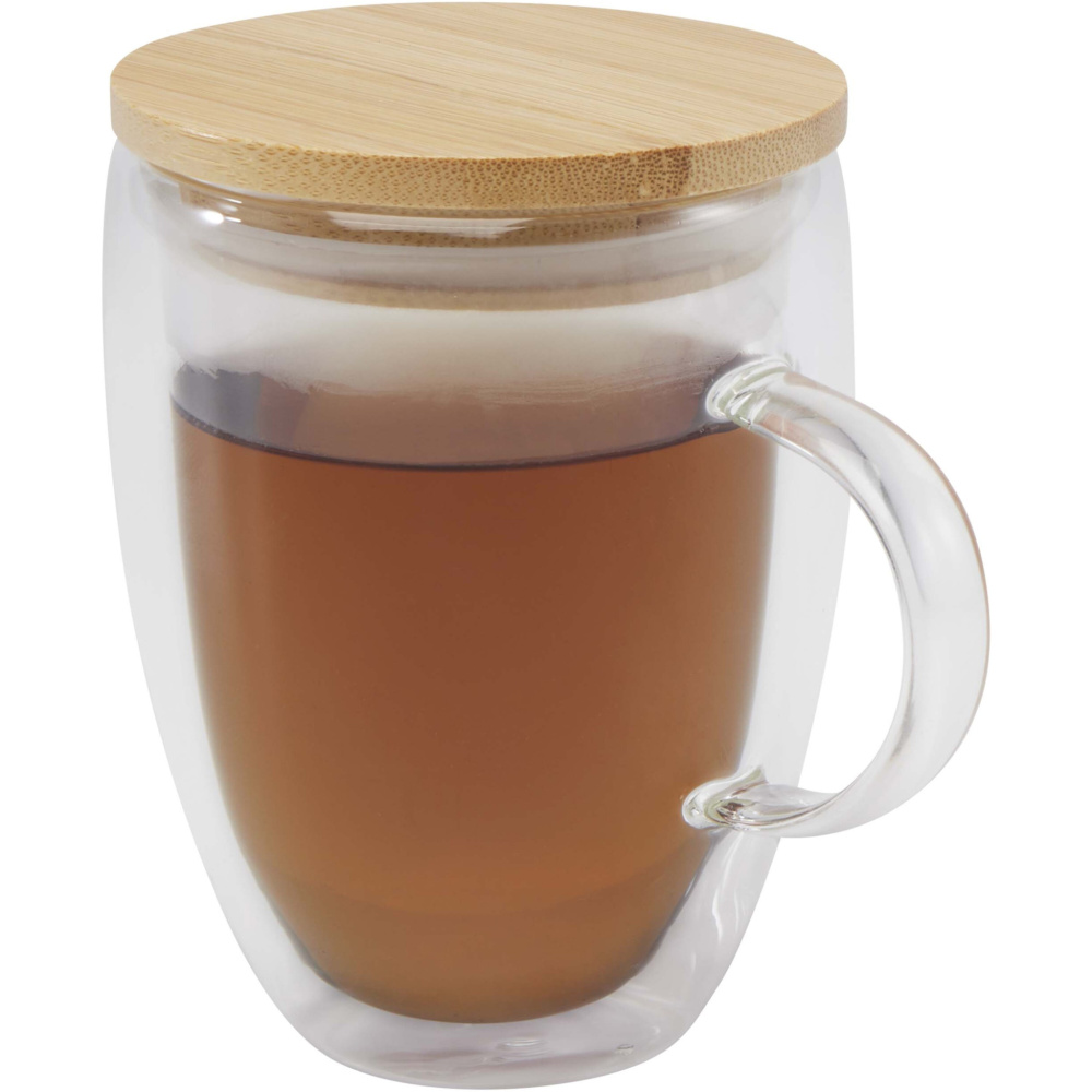 Logo trade promotional items image of: Leona 350 ml glass cup with bamboo lid