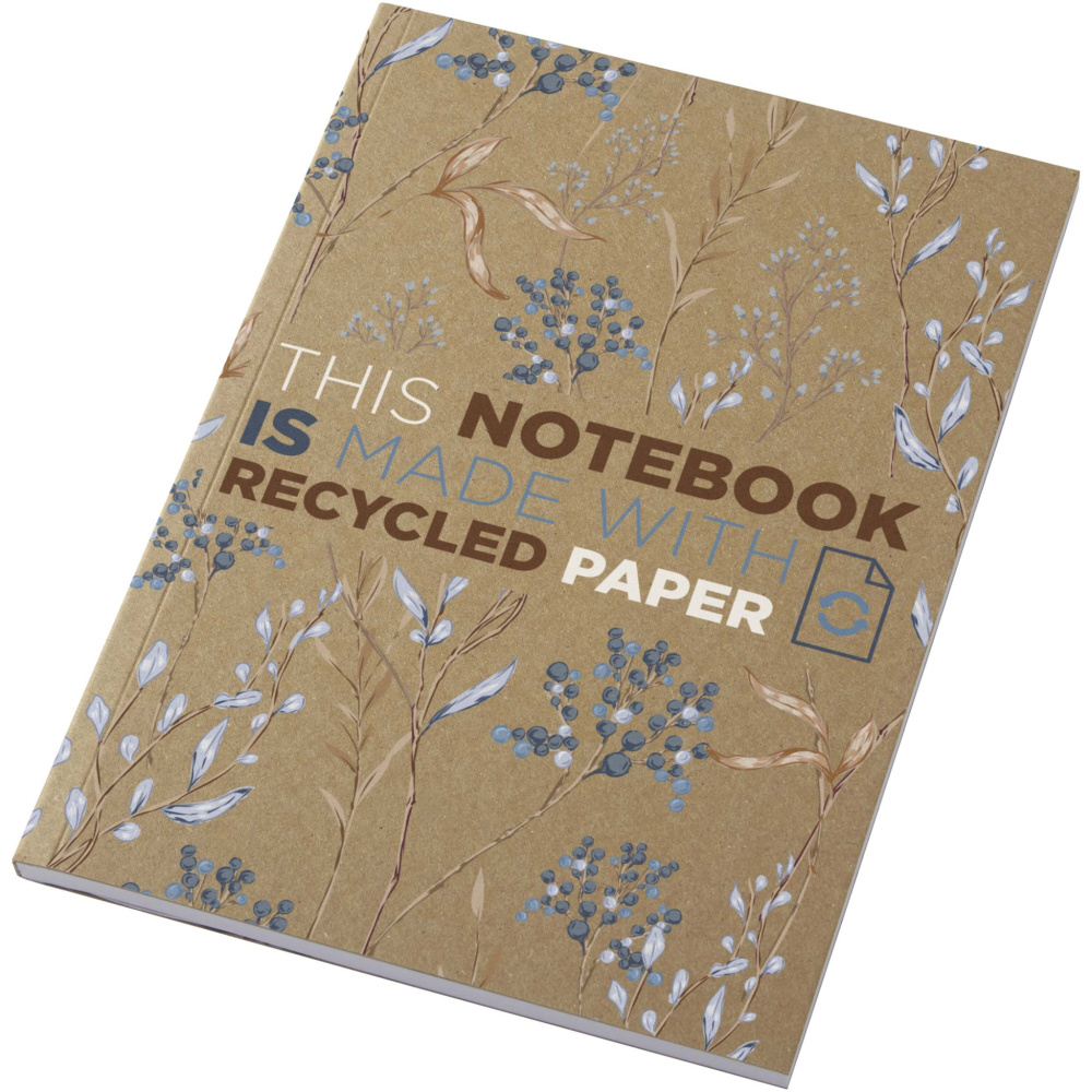 Logo trade promotional merchandise picture of: Novella Austen A5 recycled soft cover kraft notebook - 50 sheets