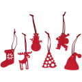 6-piece Christmas tree decorations FERGUS, red
