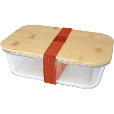 Logo trade promotional items image of: Roby glass lunch box with bamboo lid
