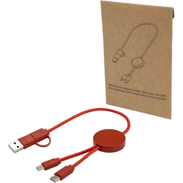 Logotrade promotional product picture of: Citala 5-in-1 recycled plastic 30 cm data sync and 27W fast charge cable