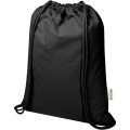 Oregon Blend 140 g/m² GRS recycled drawstring bag 5L, Solid black