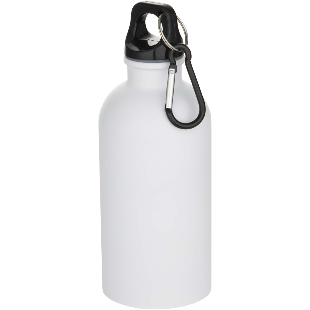 Logo trade corporate gift photo of: Oregon 400 ml matte RCS recycled single wall stainless steel water bottle with carabiner